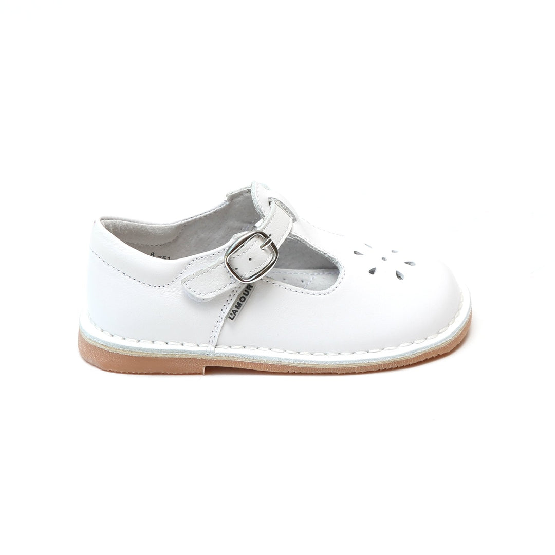 White Joy Classic Leather T-Strap Mary Jane (751)