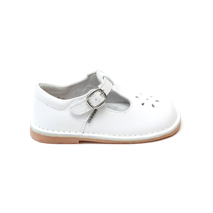 White Joy Classic Leather T-Strap Mary Jane (751)