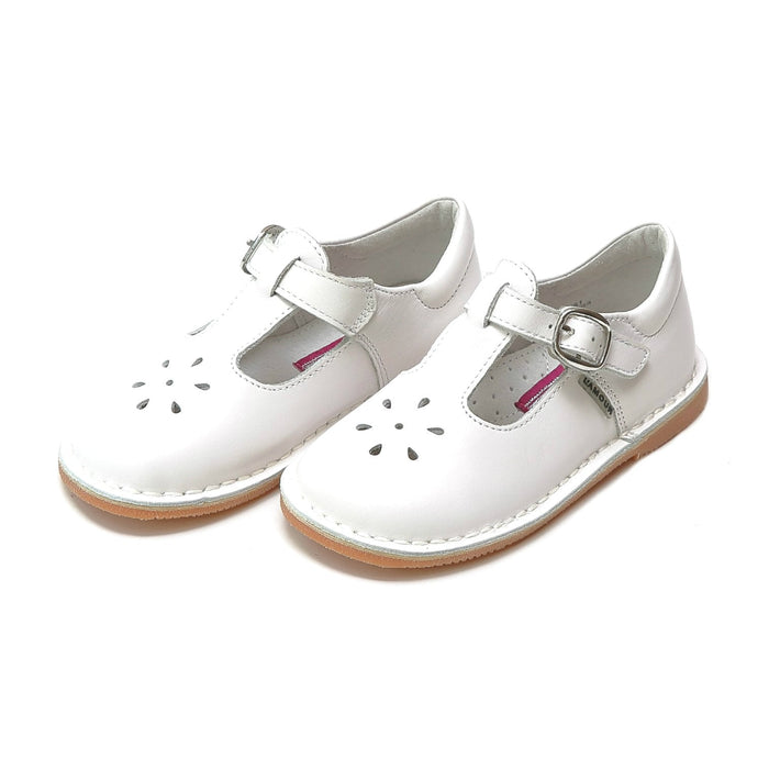 White Joy Classic Leather T-Strap Mary Jane (751)