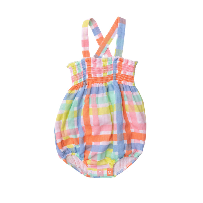 Smocked Sunsuit | Multicolored Plaid