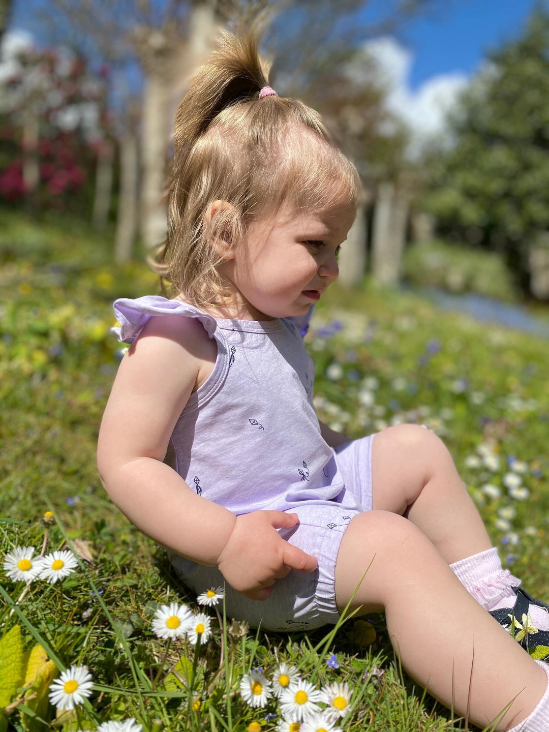 Tegan Jersey Romper | Lavender Kites