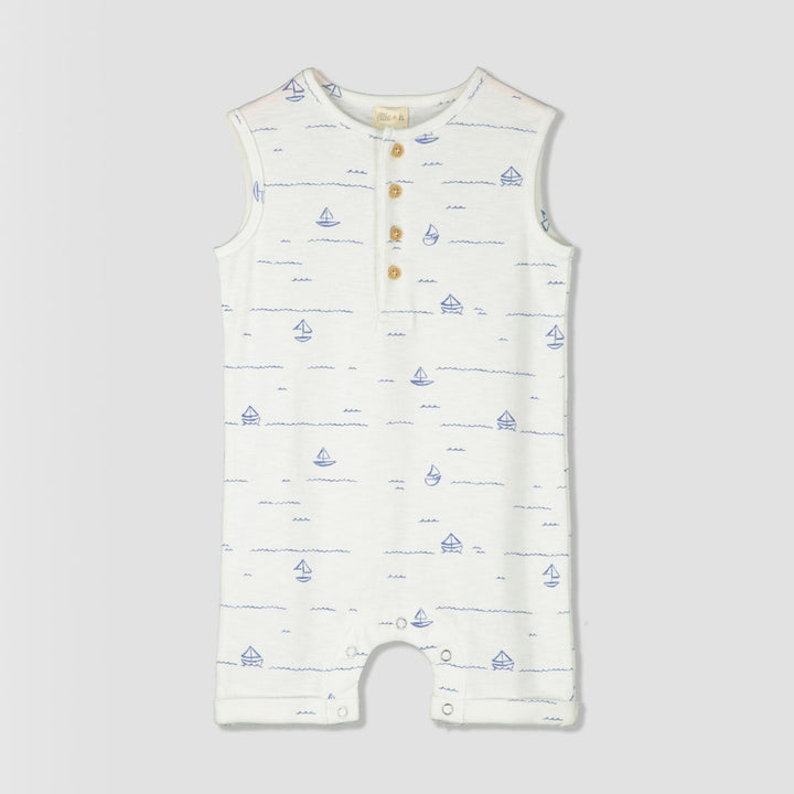 Nikka Jersey Romper | Ivory Boats