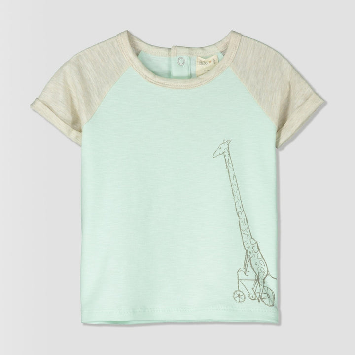 Giraffe Riding Bike Raglan Jersey T-Shirt