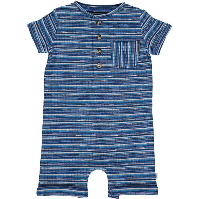 Camborne Henley Romper | Blue and White Stripe