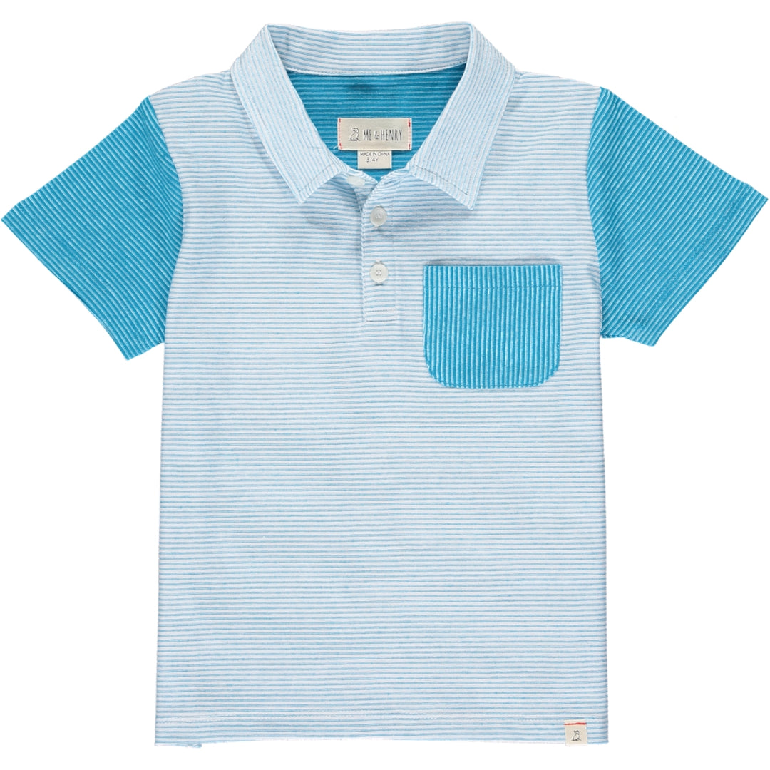 Halyard Polo | Blue and White Micro Stripe