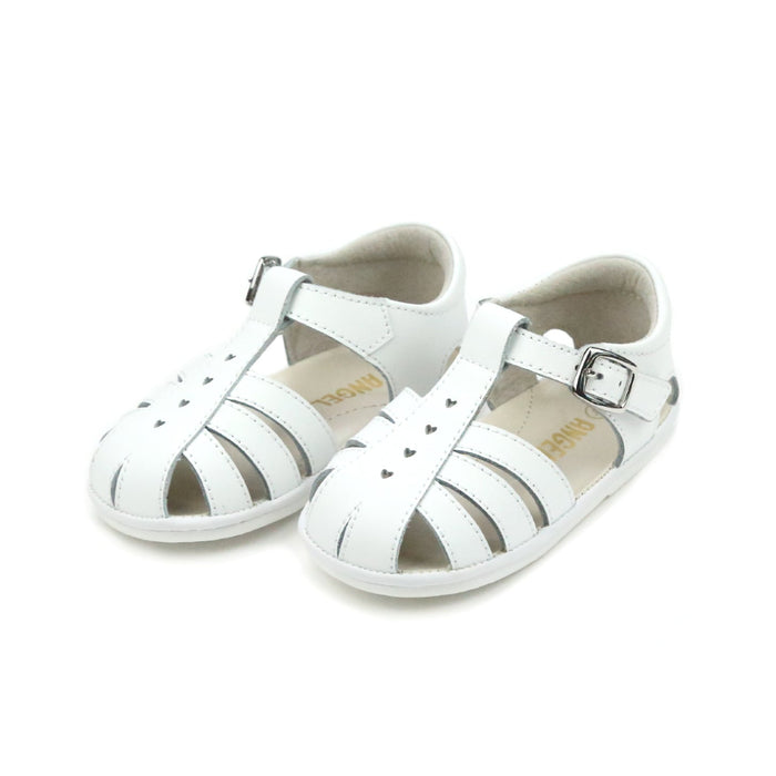 Baby White Jamie Open Heart Sandal (K112)