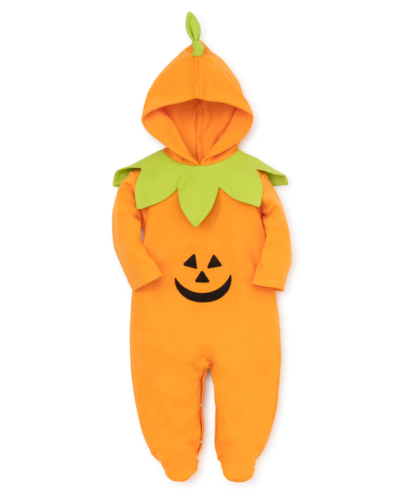 Happy Haunting Orange Pumpkin Footie with Hood