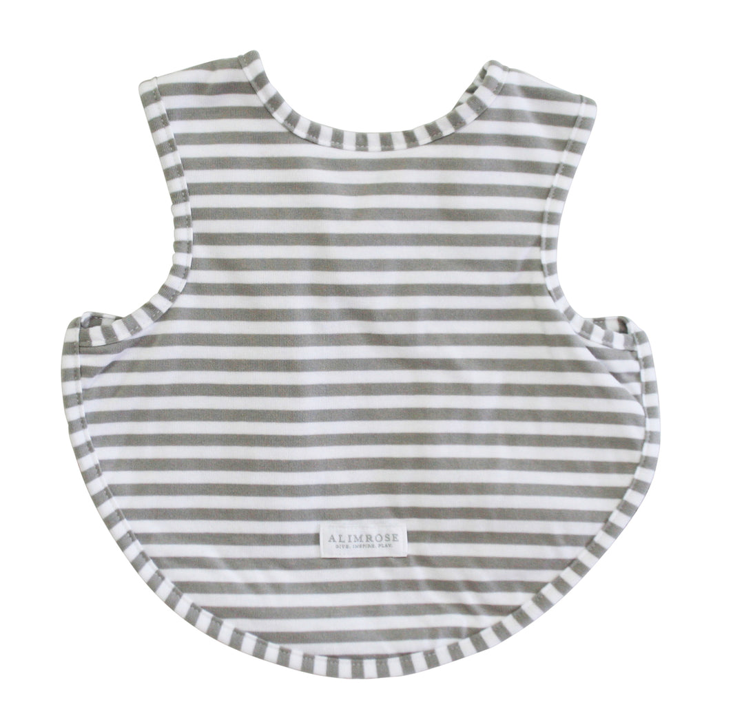Striped Bib with Arm Holes | Grey