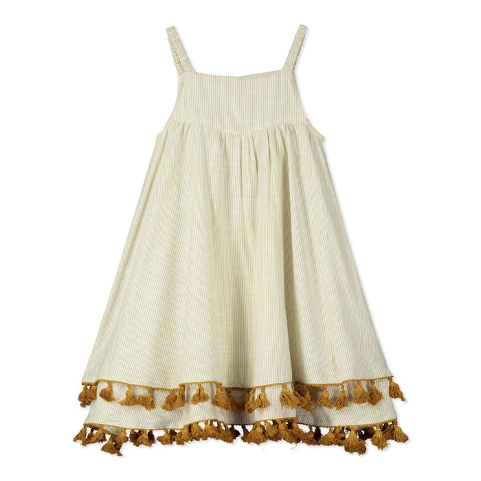 Marrakech Ivory Dress with Brown Tassels