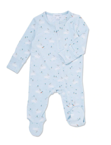 Baby Bunnies Bamboo Zipper Footie