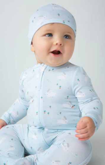 Baby Bunnies Bamboo Zipper Footie