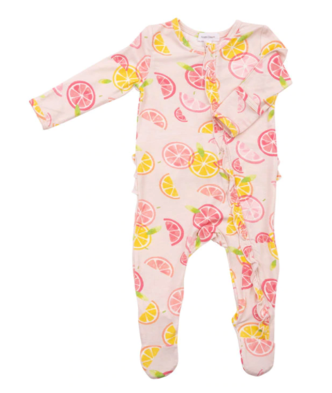 Citrus Ruffle Zipper Footie