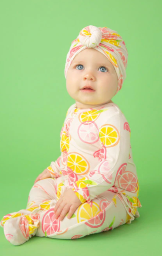 Citrus Ruffle Zipper Footie