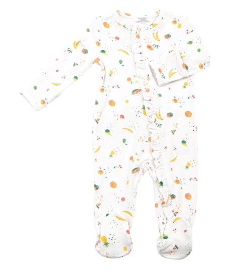 Ditsy Fruit Ruffle Zipper Footie