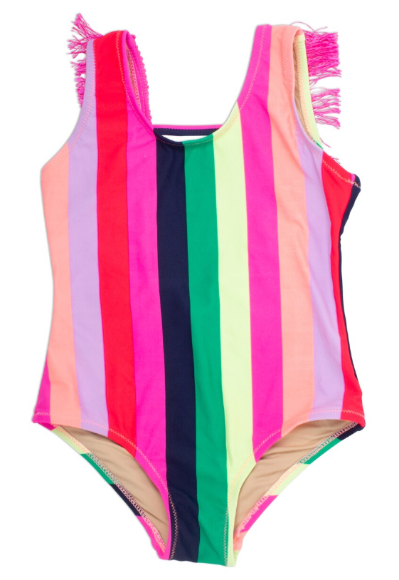 Fringe Back One Piece - Multi Stripe