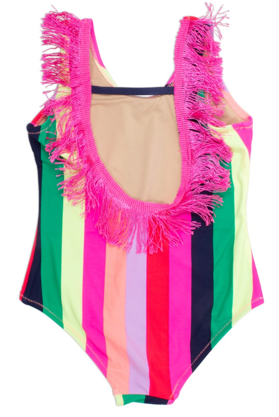 Fringe Back One Piece - Multi Stripe