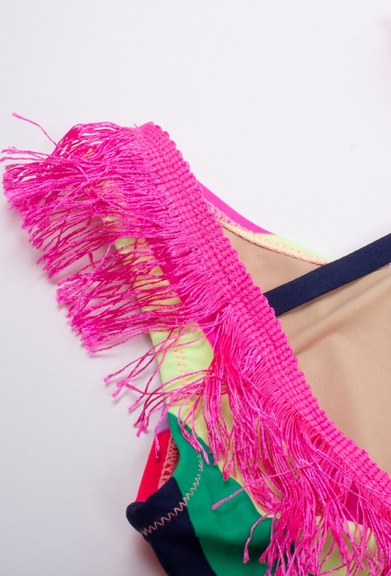 Fringe Back One Piece - Multi Stripe