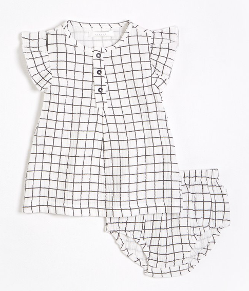 Window Pane Dress Set with Organic Cotton (2 pcs.)