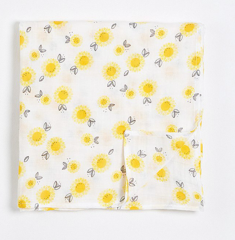 Sunflower Muslin Swaddle Blanket