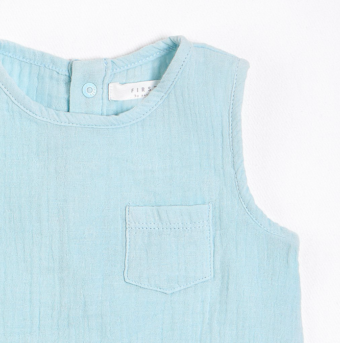 Sleeveless Ribbed Romper with Organic Cotton