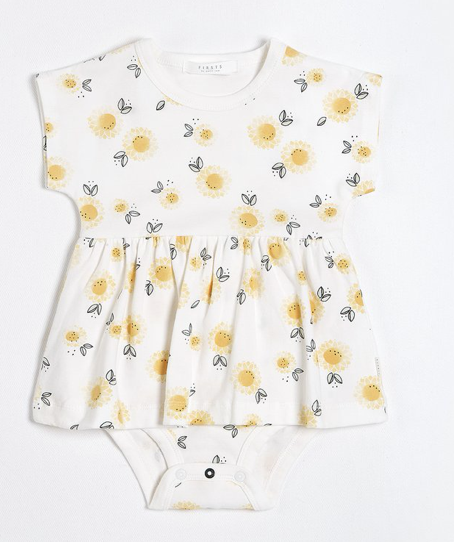 Sunflowers Peplum Dress with Organic Cotton