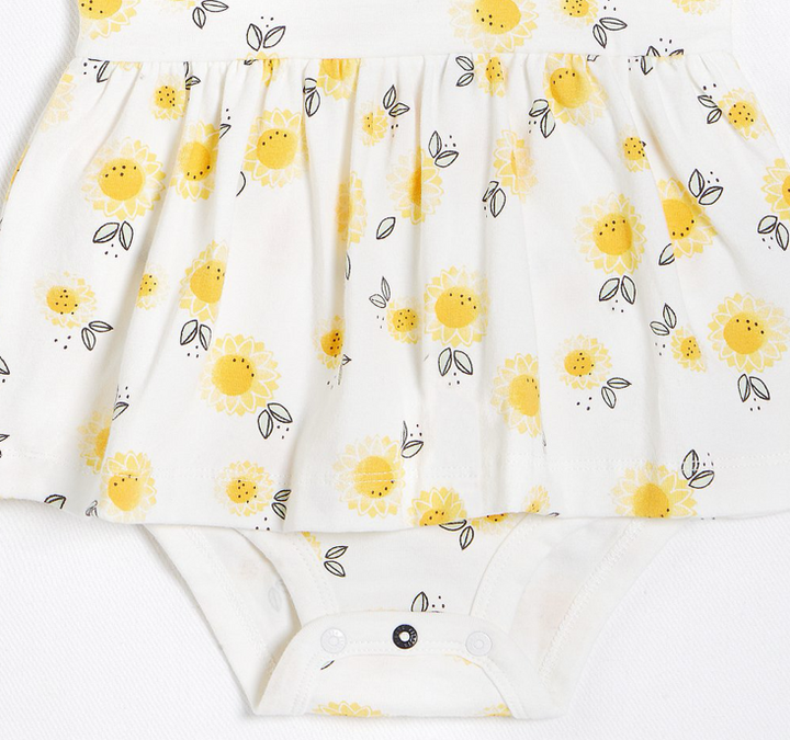 Sunflowers Peplum Dress with Organic Cotton