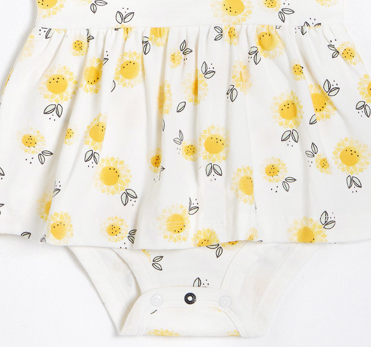 Sunflowers Peplum Dress with Organic Cotton