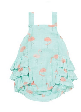 Flamingo Mint Ruffle Sunsuit