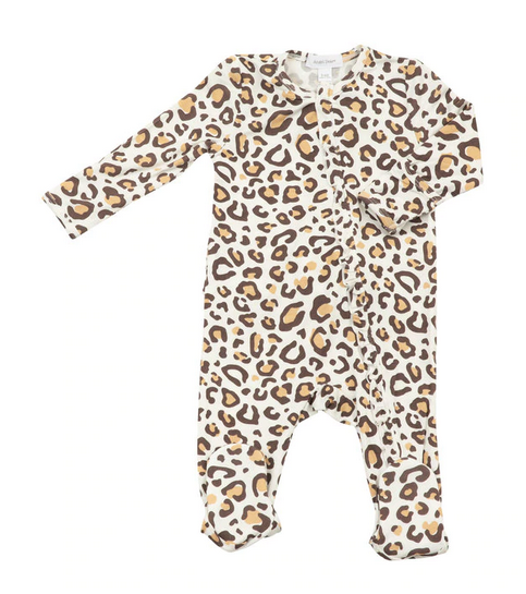 Leopard Ruffle Zipper Footie