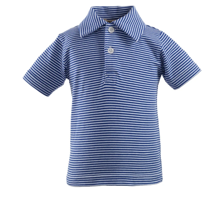 Blue Striped Jersey Polo