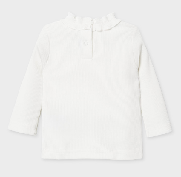 Off White Baby Girl High Neck Shirt with Ruffle (2053)