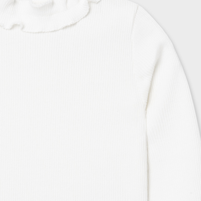 Off White Baby Girl High Neck Shirt with Ruffle (2053)