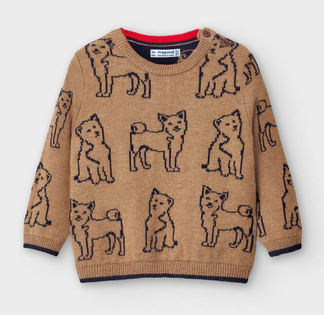 Baby Boy Almond Dog Sweater (2350)
