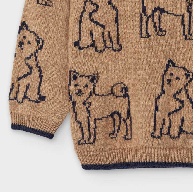 Baby Boy Almond Dog Sweater (2350)