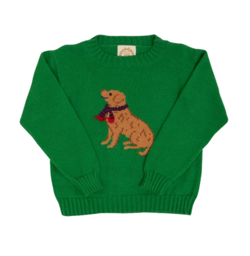 Isaac's Intarsia Sweater | Kiawah Kelly Green with Dog