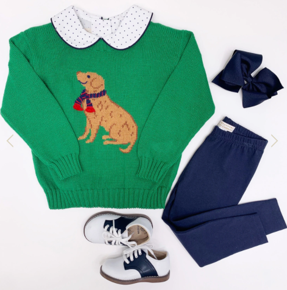 Isaac's Intarsia Sweater | Kiawah Kelly Green with Dog