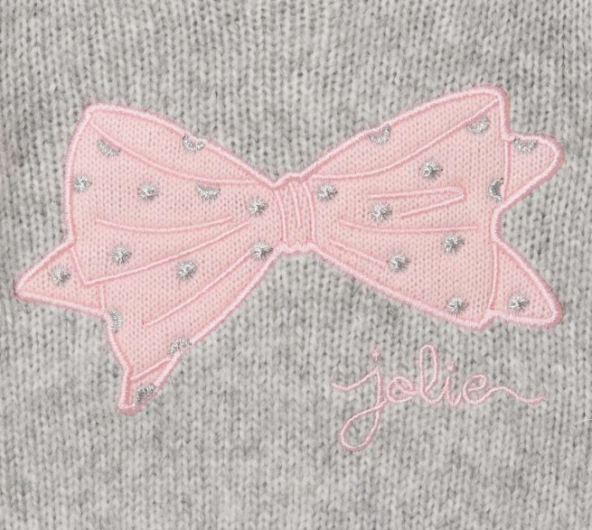 Baby Girl Grey & Pink Bow Sweater (2357)