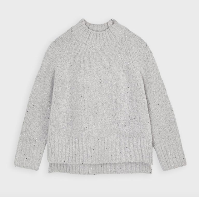 Girls Grey Sequin Sweater (4342)