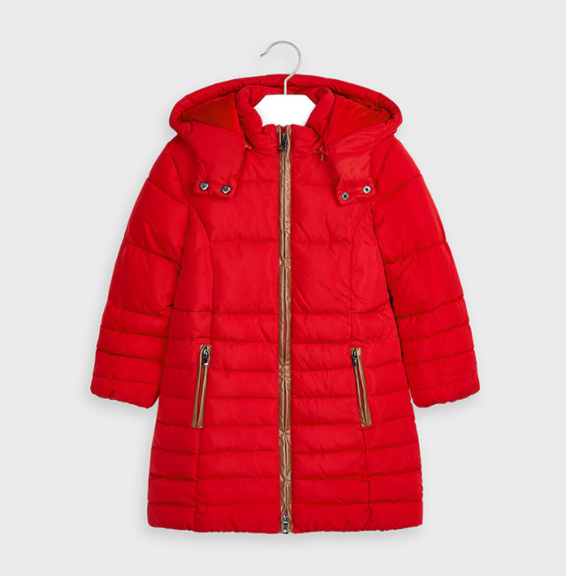 Girl Long Red Padded Winter Coat (4415)