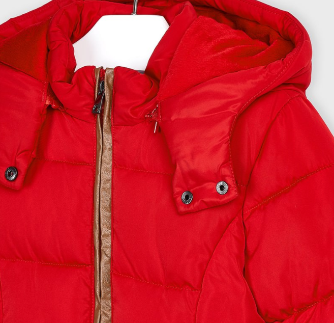 Girl Long Red Padded Winter Coat (4415)