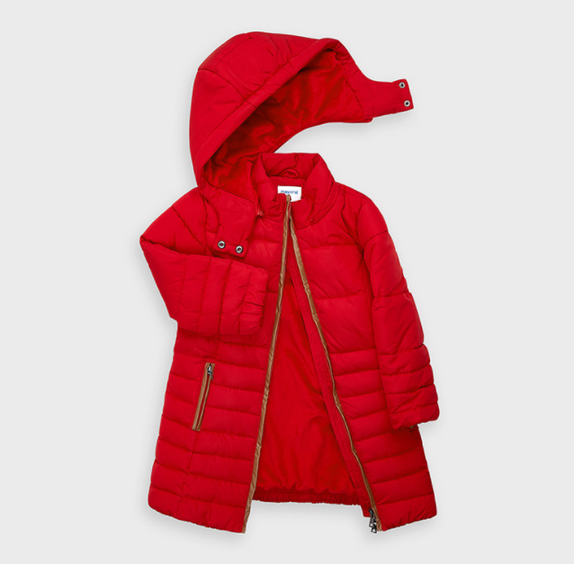 Girl Long Red Padded Winter Coat (4415)