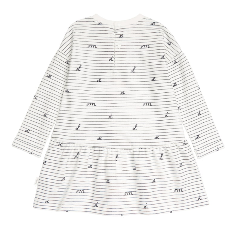 Pocket Knit Letter Dress with Flouncy Hem