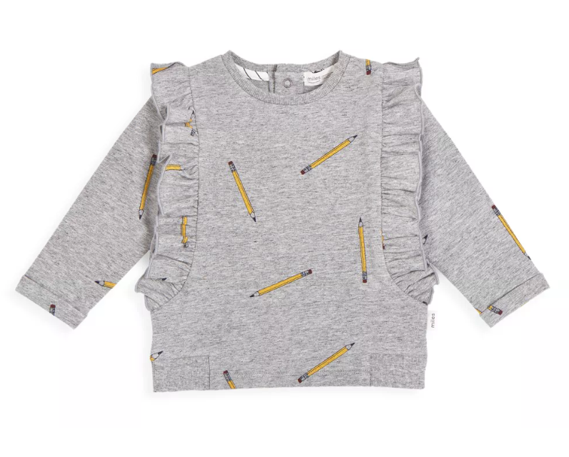 Grey Ruffle Pencil Sweatshirt