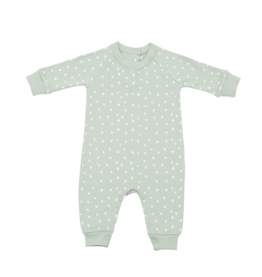 Moss Grey and White Spot Print All-in-One