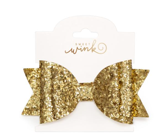Gold Glitter Bow Clip