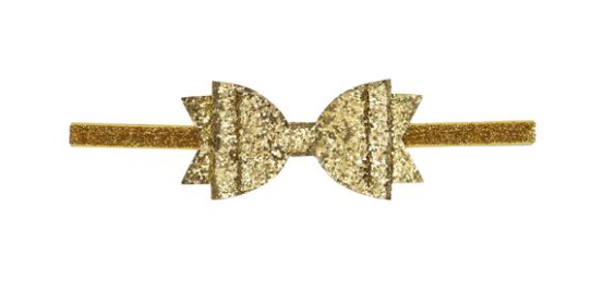 Gold Glitter Bow Soft Headband