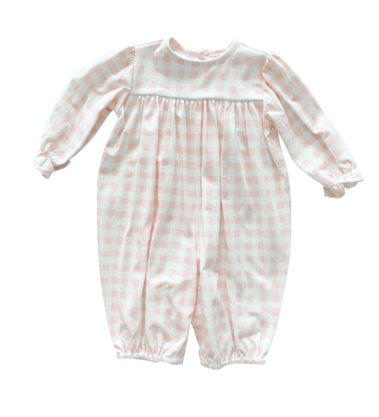 Peggy Knit Long Bubble | Pink Gingham