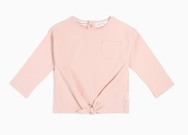 Knotted Long Sleeve Light Pink Top