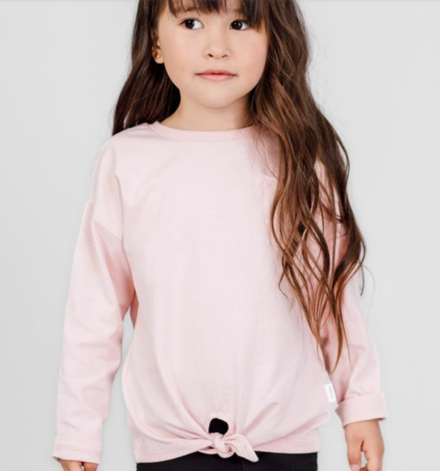 Knotted Long Sleeve Light Pink Top