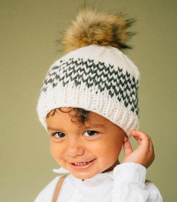 Dark Olive Fair Isle Stripe Hat
